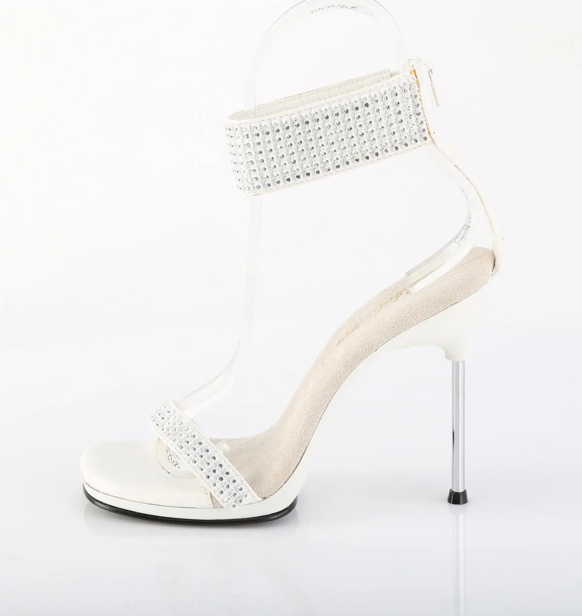 CHIC-40 Fabulicious 4 1/2" Chic White Faux Leather Sexy Shoes (High Heels)