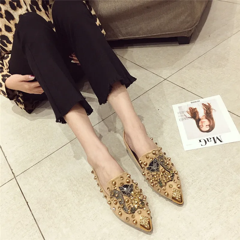 Cilool Versatile Rhinestone Flat  Shallow Mouth Single Shoes