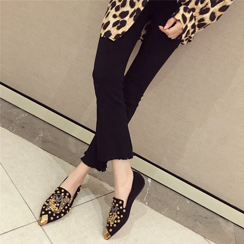 Cilool Versatile Rhinestone Flat  Shallow Mouth Single Shoes