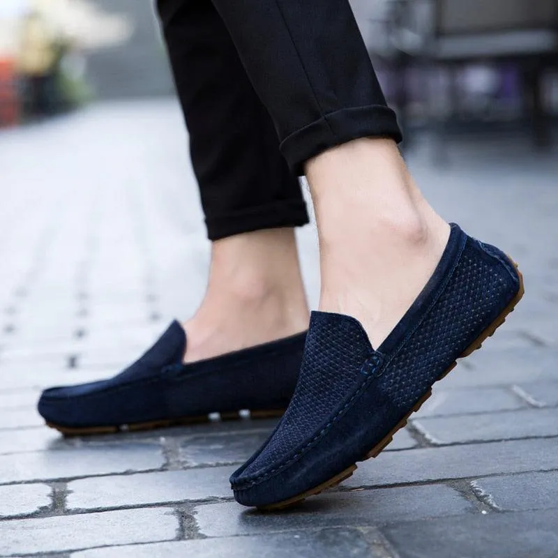 Genuine Suede Leather Men Shoes Casual Breathable Moccasins