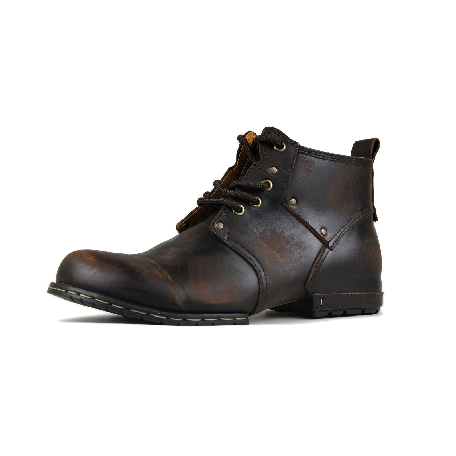 Men's Leather Ankle Boots OSS-6015-2-Retro Brown