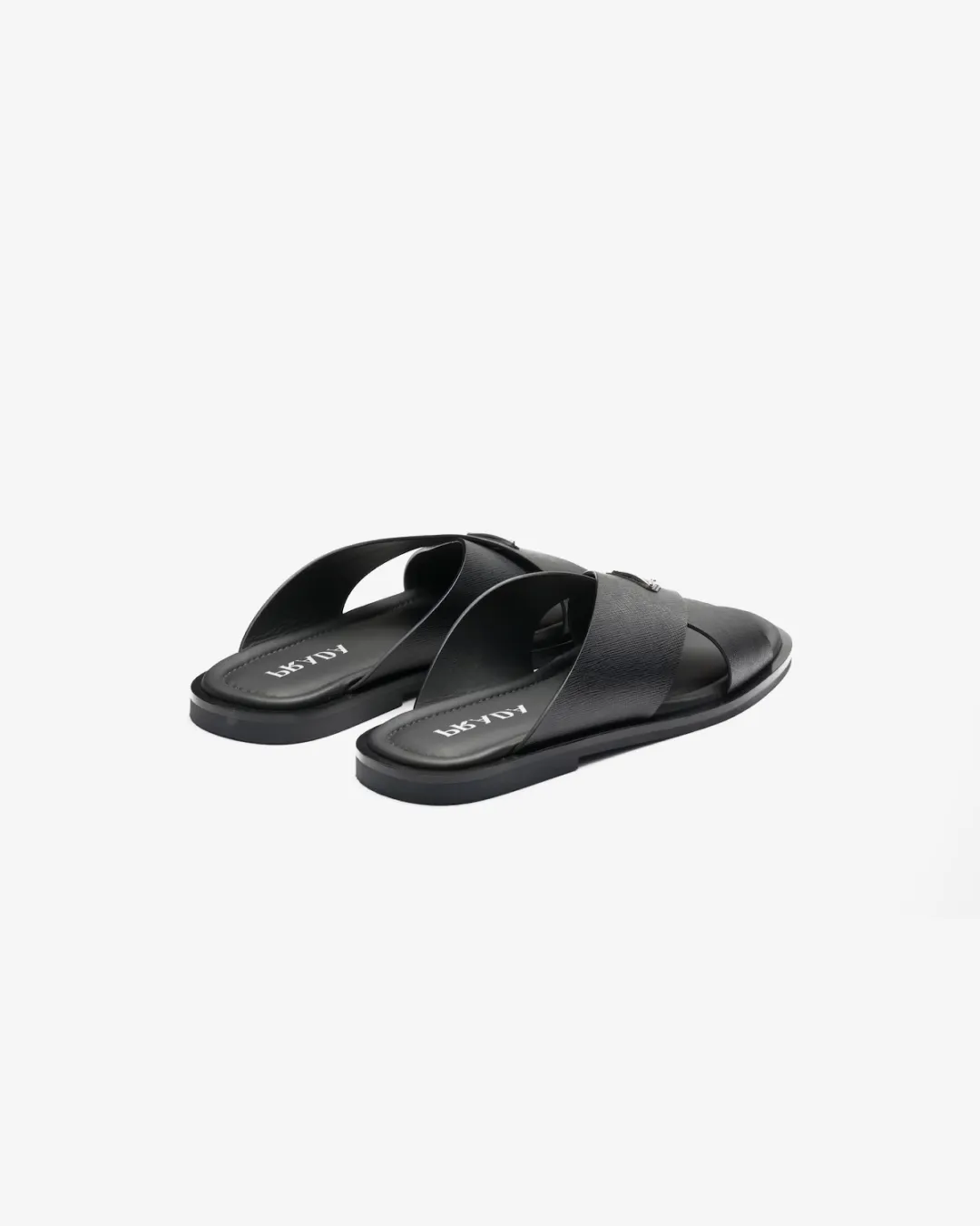 Prada Men's Black Crisscross Logo-Triangle Leather Sandals