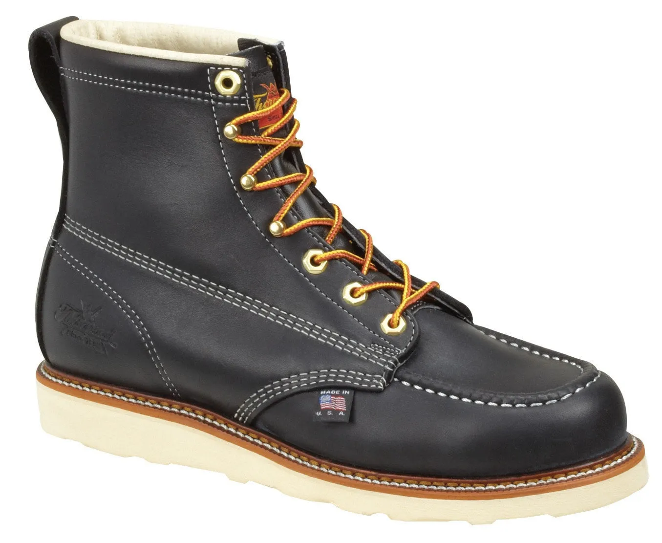 Thorogood 6" Black Moc Toe Safety Toe Wedge Boot 804-6201